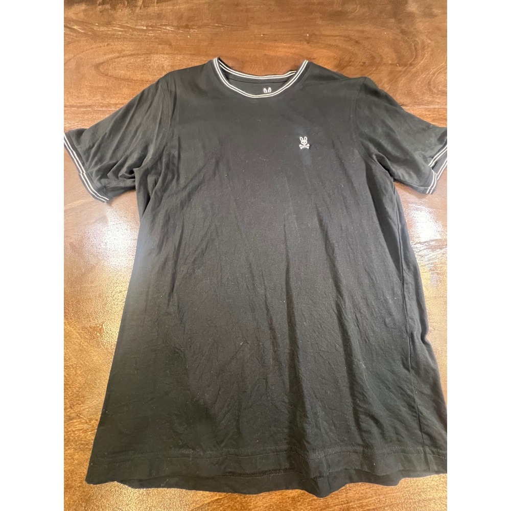Psycho Bunny Mens Black Pima Cotton Short Sleeve T-Shirt Size 5 Medium Striped